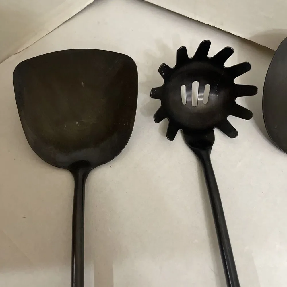 Black Metal Ideal Kitchen Utensil Set 15” Heavy Duty Pasta Claw Spoon Spatula